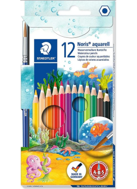 Дрвени боици 12 гратис четка Noris aquarell 144 10NC12