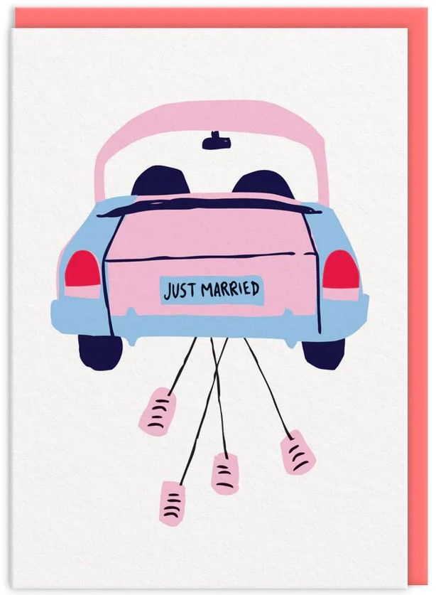 Car and Cans Just Married Card (9810)