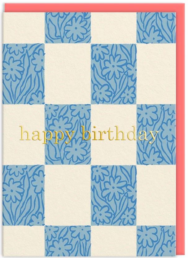 Checker floral Happy Birthday (9273)