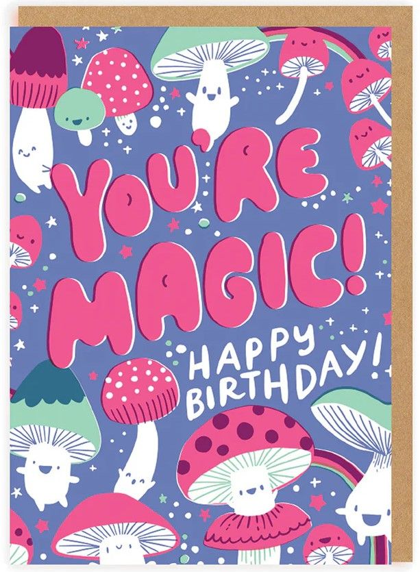Magic Mushroom Birthday Greeting Card (7376)