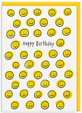 Yellow Smiley Happy Birthday Card (11160)