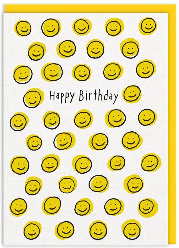 Yellow Smiley Happy Birthday Card (11160)